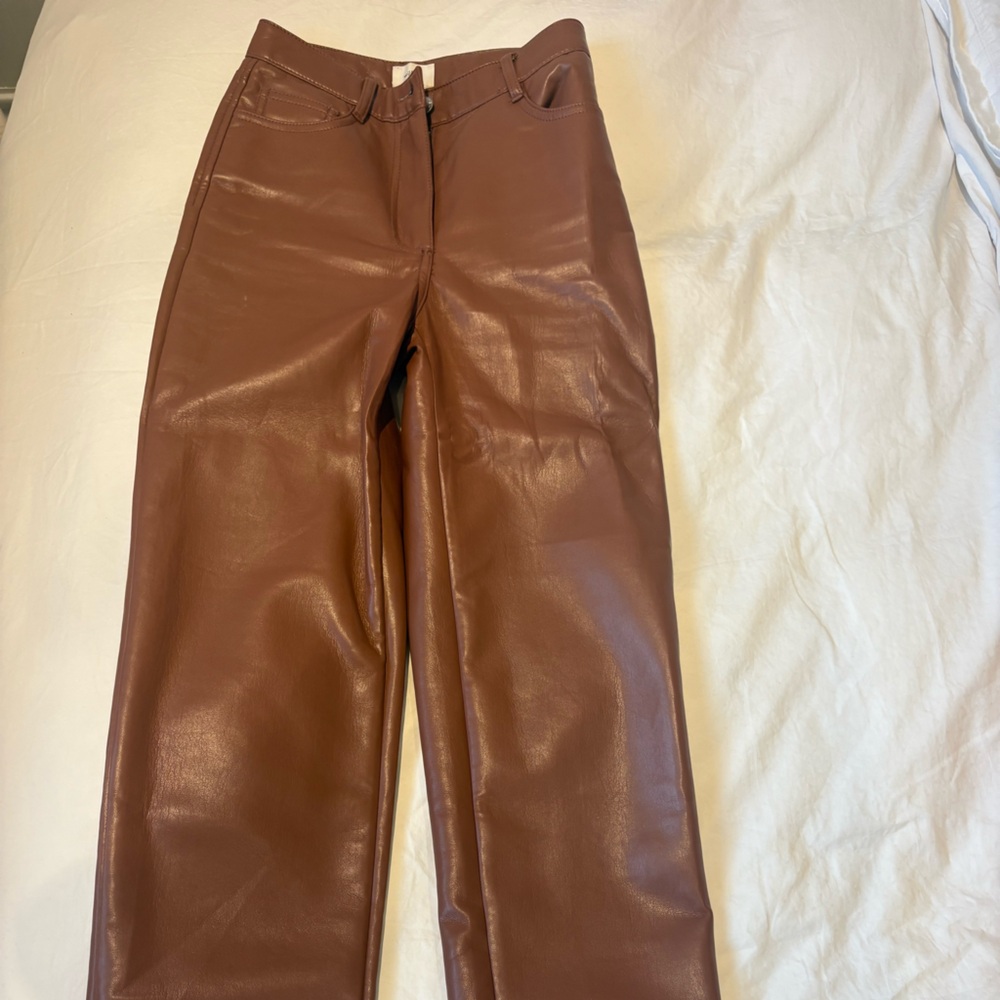 Aritzia Straight Leg Melina Leather Pants